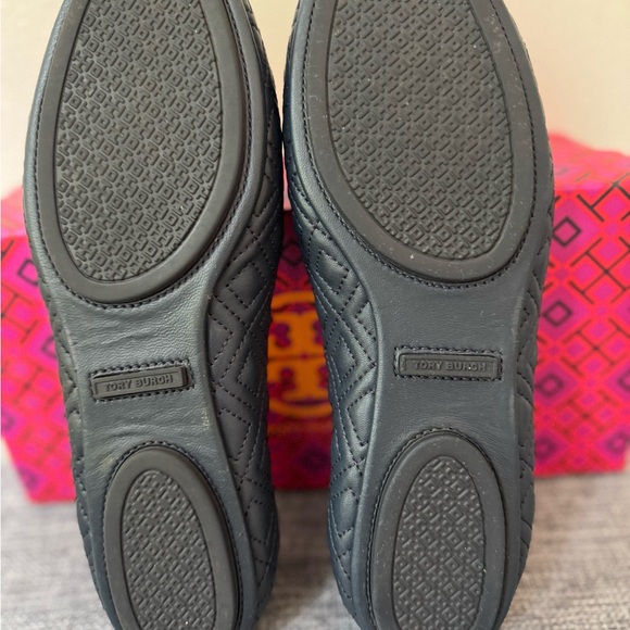 Tory Burch Ink Navy Blue Quilted Minnie Leather Flats - Picture 5 of 9